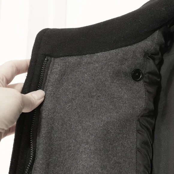 Babaton Cocoon Coat Black Cashmere Wool Funnel Neck Minimal Goth Quiet Lux Coat - Picture 8 of 16